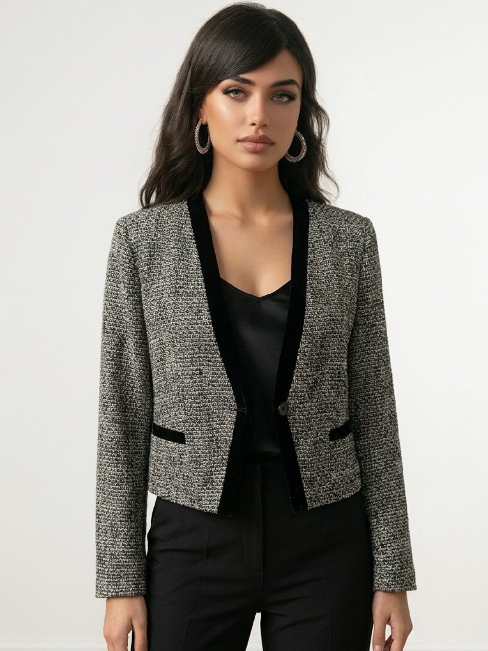 Dana Buchman Cropped Tweed‎ Blazer